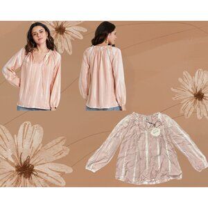 Women XS Tie-Dye Long Sleeve Ruffle Top